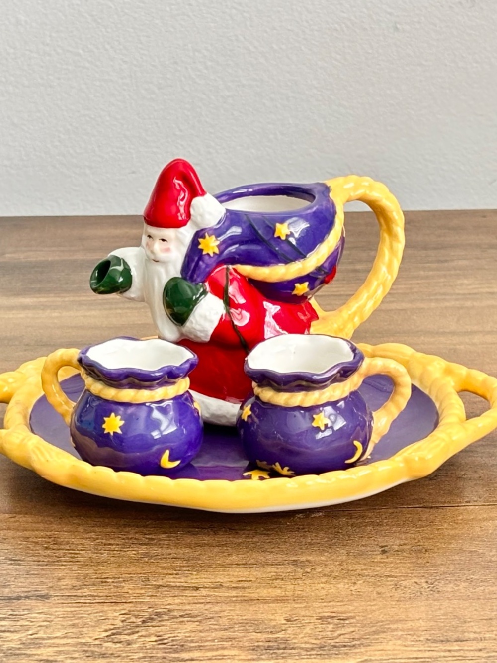 VINTAGE Mini Tea Set Believe Christmas Mary Engelbreit Santa 1999 Stars Enesco